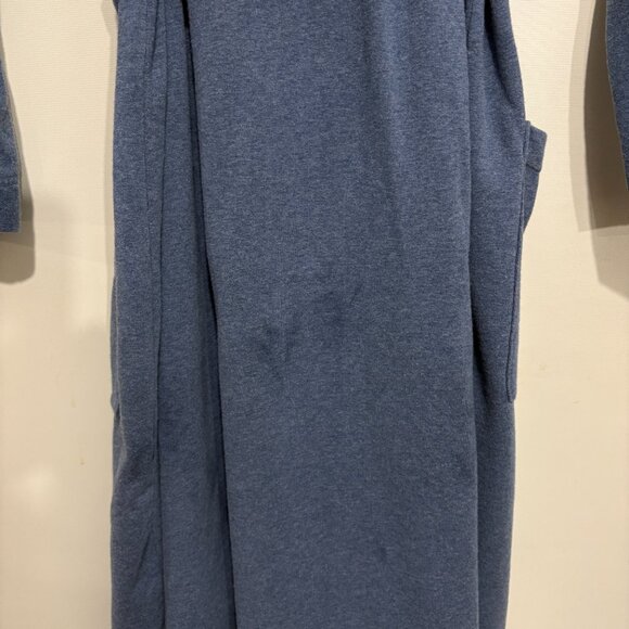 L.L. Bean XS Blue Cotton Blend Wrap-Front Long Bathrobe Robe STAINS - Picture 5 of 6
